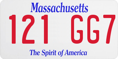 MA license plate 121GG7