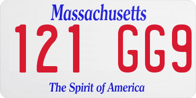 MA license plate 121GG9