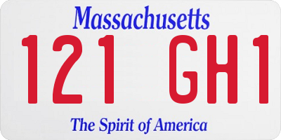 MA license plate 121GH1