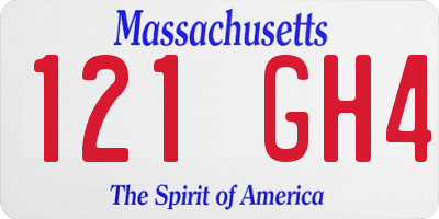 MA license plate 121GH4
