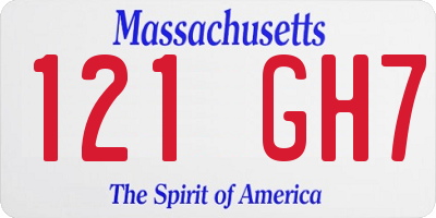 MA license plate 121GH7