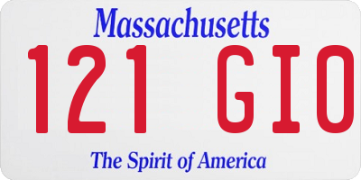 MA license plate 121GI0