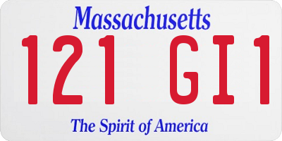 MA license plate 121GI1