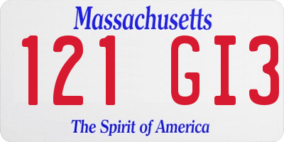 MA license plate 121GI3