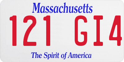 MA license plate 121GI4