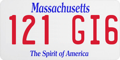 MA license plate 121GI6