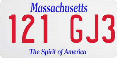 MA license plate 121GJ3