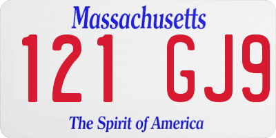 MA license plate 121GJ9