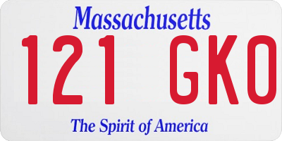 MA license plate 121GK0