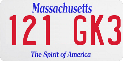 MA license plate 121GK3