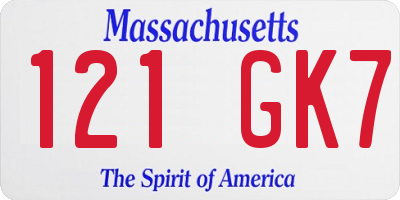 MA license plate 121GK7