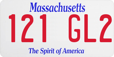 MA license plate 121GL2