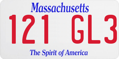 MA license plate 121GL3