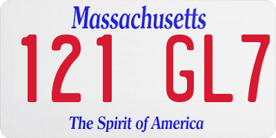 MA license plate 121GL7