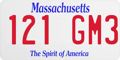 MA license plate 121GM3
