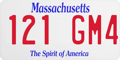 MA license plate 121GM4