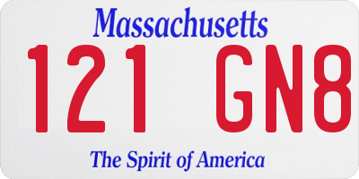 MA license plate 121GN8