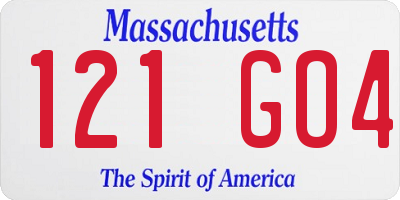 MA license plate 121GO4