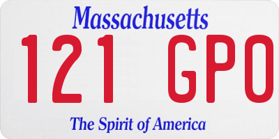 MA license plate 121GP0