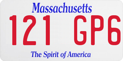 MA license plate 121GP6
