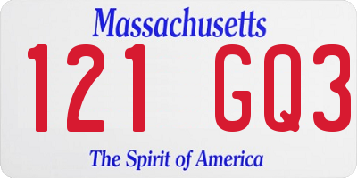 MA license plate 121GQ3