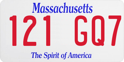MA license plate 121GQ7
