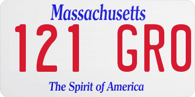 MA license plate 121GR0