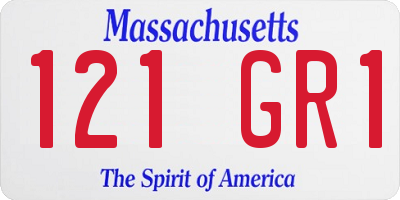 MA license plate 121GR1