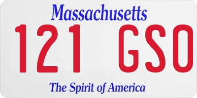 MA license plate 121GS0