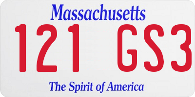 MA license plate 121GS3