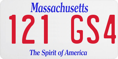 MA license plate 121GS4