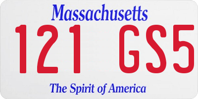 MA license plate 121GS5