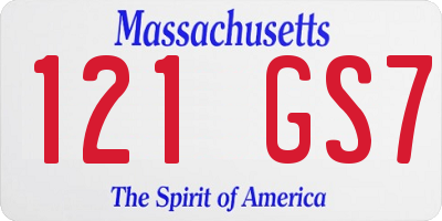MA license plate 121GS7
