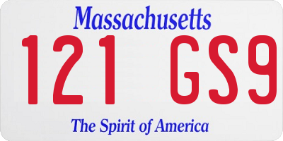 MA license plate 121GS9