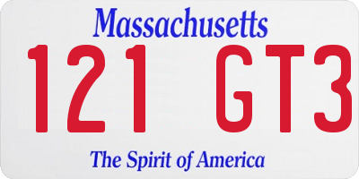 MA license plate 121GT3
