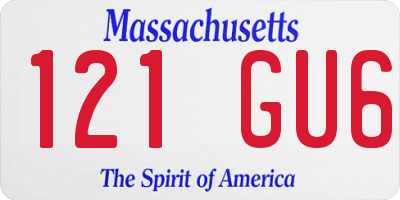 MA license plate 121GU6