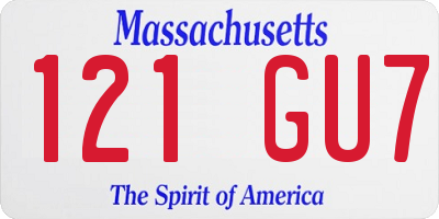 MA license plate 121GU7