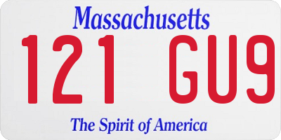 MA license plate 121GU9
