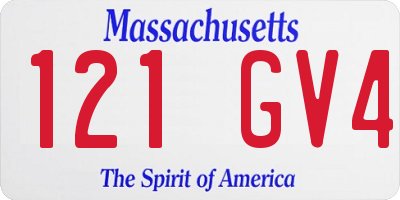 MA license plate 121GV4