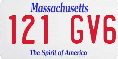 MA license plate 121GV6