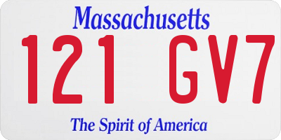 MA license plate 121GV7