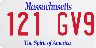 MA license plate 121GV9