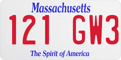 MA license plate 121GW3