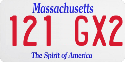 MA license plate 121GX2