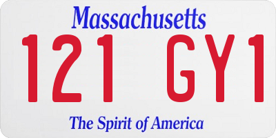 MA license plate 121GY1