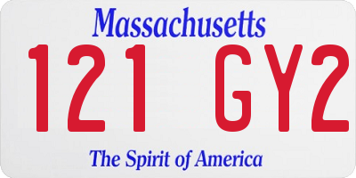 MA license plate 121GY2