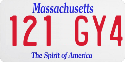 MA license plate 121GY4