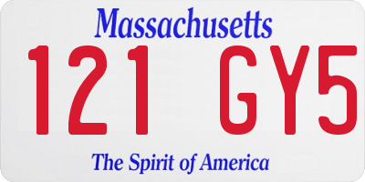 MA license plate 121GY5