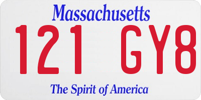 MA license plate 121GY8