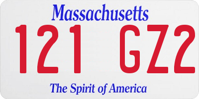 MA license plate 121GZ2